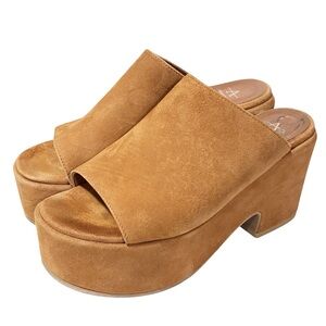 Aquatalia Evonna Suede Platform Mules Brown Suede Leather Size 9